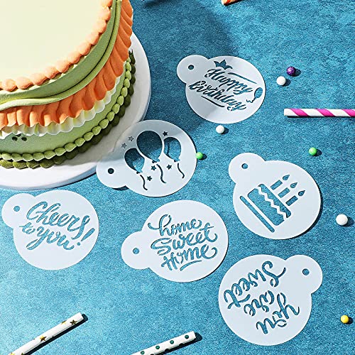 20 Pieces Birthday Cookie Stencil Templates Decoration Cookie Stencil for Birthday Coffee Cake Templates Reusable Painting Mold Tools