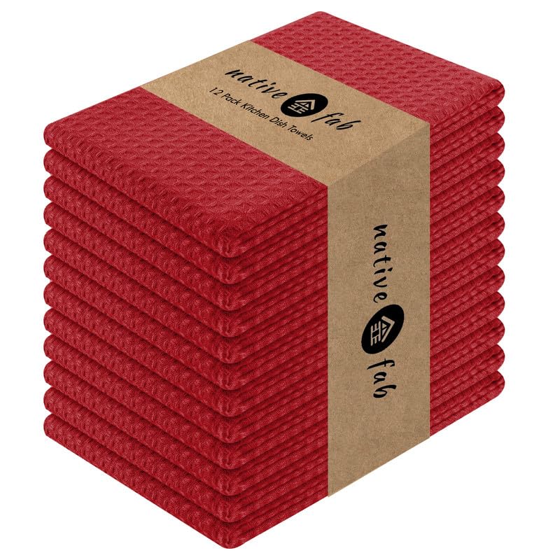 Waffle Weave Dish Towels 12 Pack (12 Count)