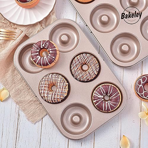 Non-stick 6-Cavity Donut Pans,Set of 2,Ring Doughnut Pan,Donut Pan for Baking(Champagne Gold) (2 Count)