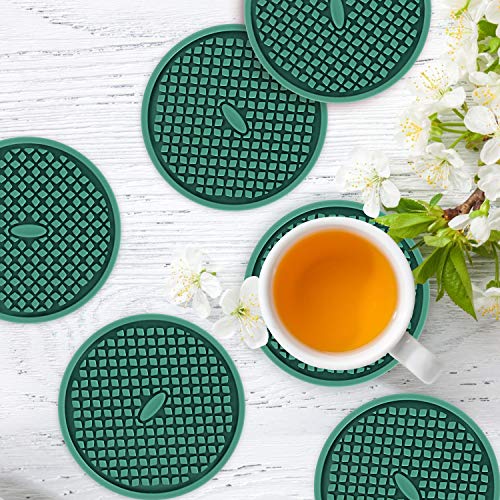 Silicone Coasters [6 Pack] Thickened Drink Coasters with Holder (6 Count)