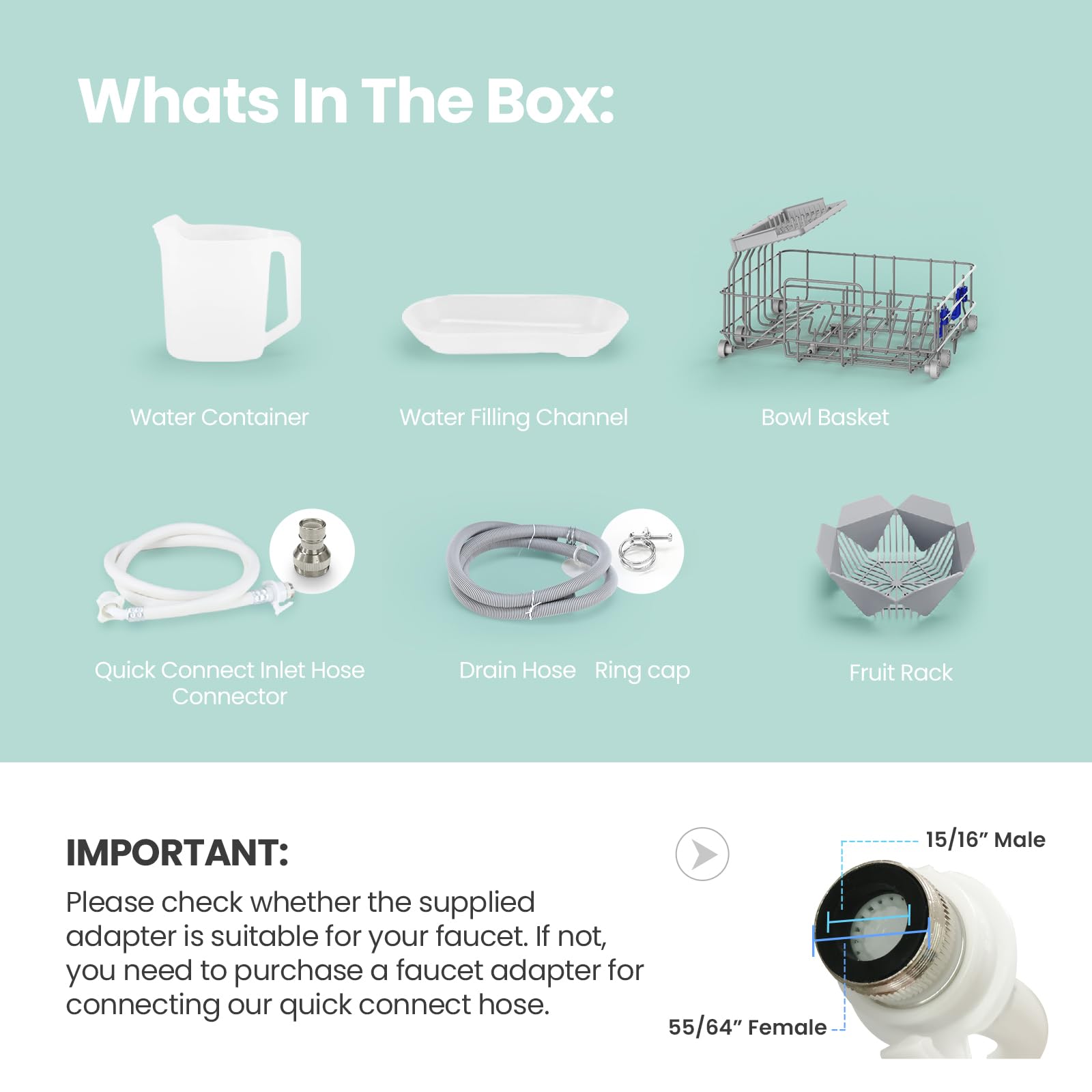 Portable Dishwasher Countertop with 5L Built