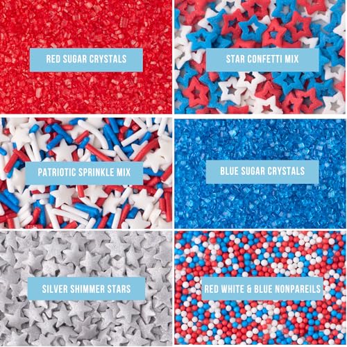 4th of July Sprinkles 6 Cell Jar (6.07 Ounce)