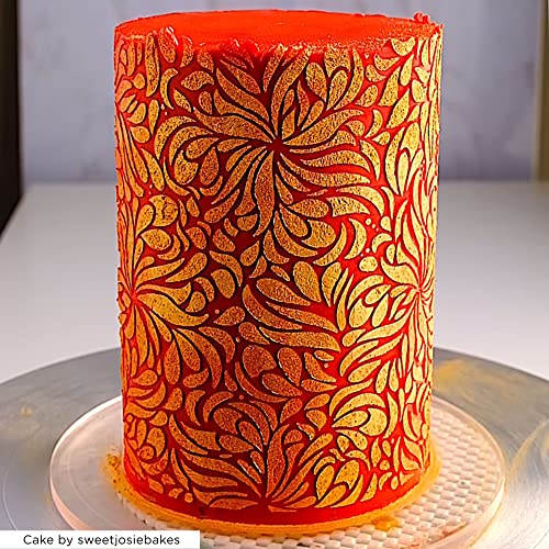 Cake Stencil Seamless Delicate Pattern for Decorating Tall Double Barrel Cake to Use with Buttercream