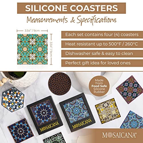 Emerald Tiles Silicone Coasters Set of 4 (4 Count)