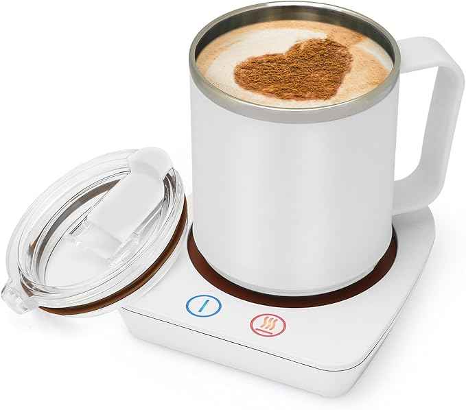 VOBAGA Mug Warmer, Coffee Warmer with 15OZ Mug Set for Home Office Home Desk, Coffee Cup Warmer with 3 Temperature Settings for Tea, Cocoa with Auto Shut Off for Holiday Birthday Coffee Gifts