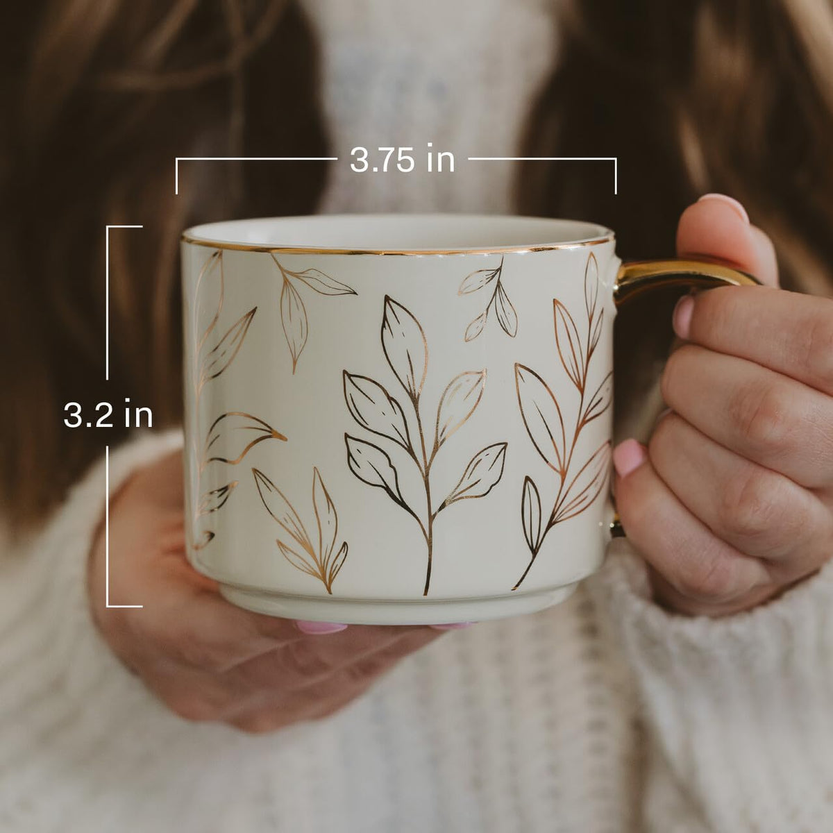 Vintage floral mug with glossy bone china finish