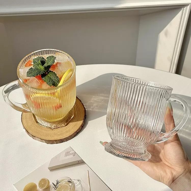 Ribbed Glass Coffee Mugs Set of 4 (4 Count)