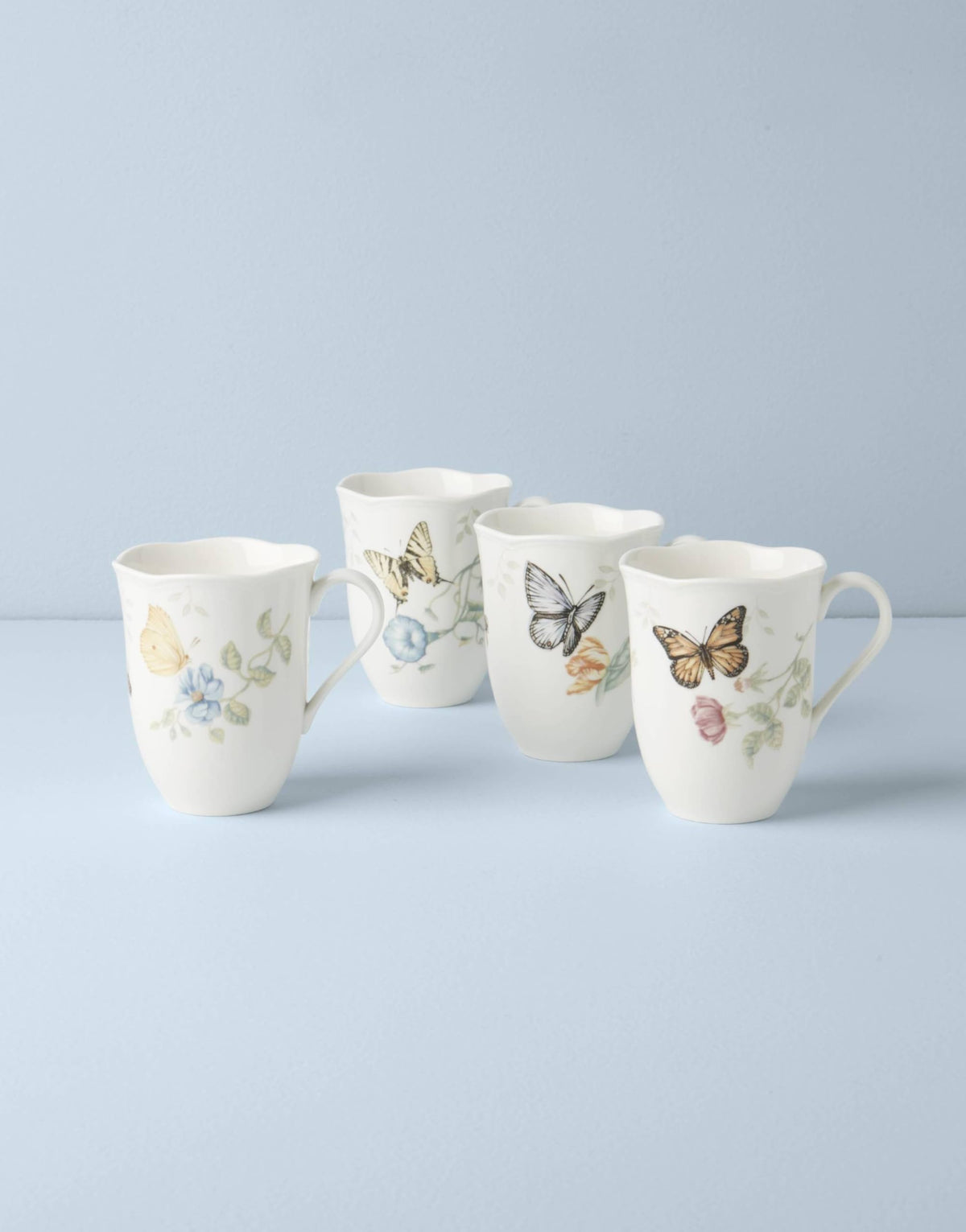 Floral and butterfly design on a 12 oz mug