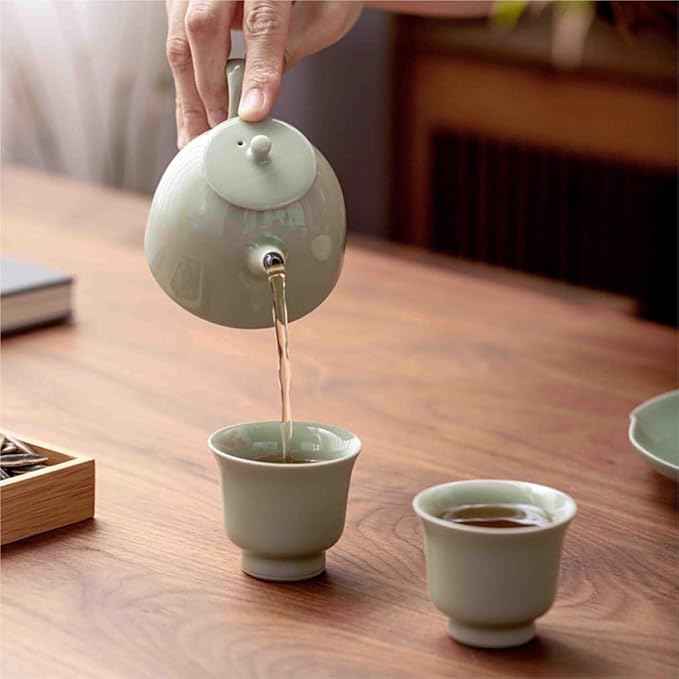 Gift Kung Fu Tea Set Household Cover Bowl Ceramic Pot Teapot Tea Cup Light Luxury Convenient Gift Box Set For tea(B)