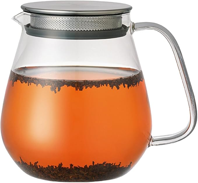 Kinto Stainless Unitea One Touch Teapot 720 Milliliter (24.35 Fl. Oz.) - Heat-resistant Glass Teapot with Stainless Steel Strainer in Lid (Japan Import)