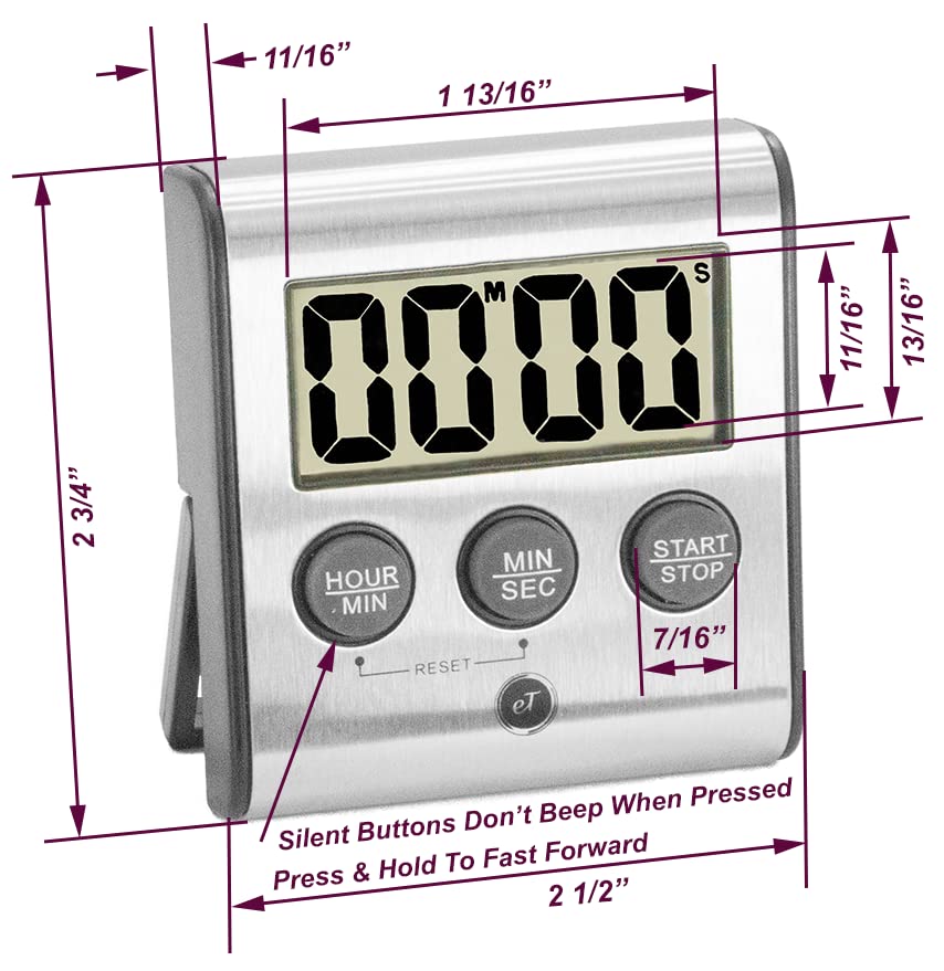 Elegant Digital Kitchen Timer Stainless Steel