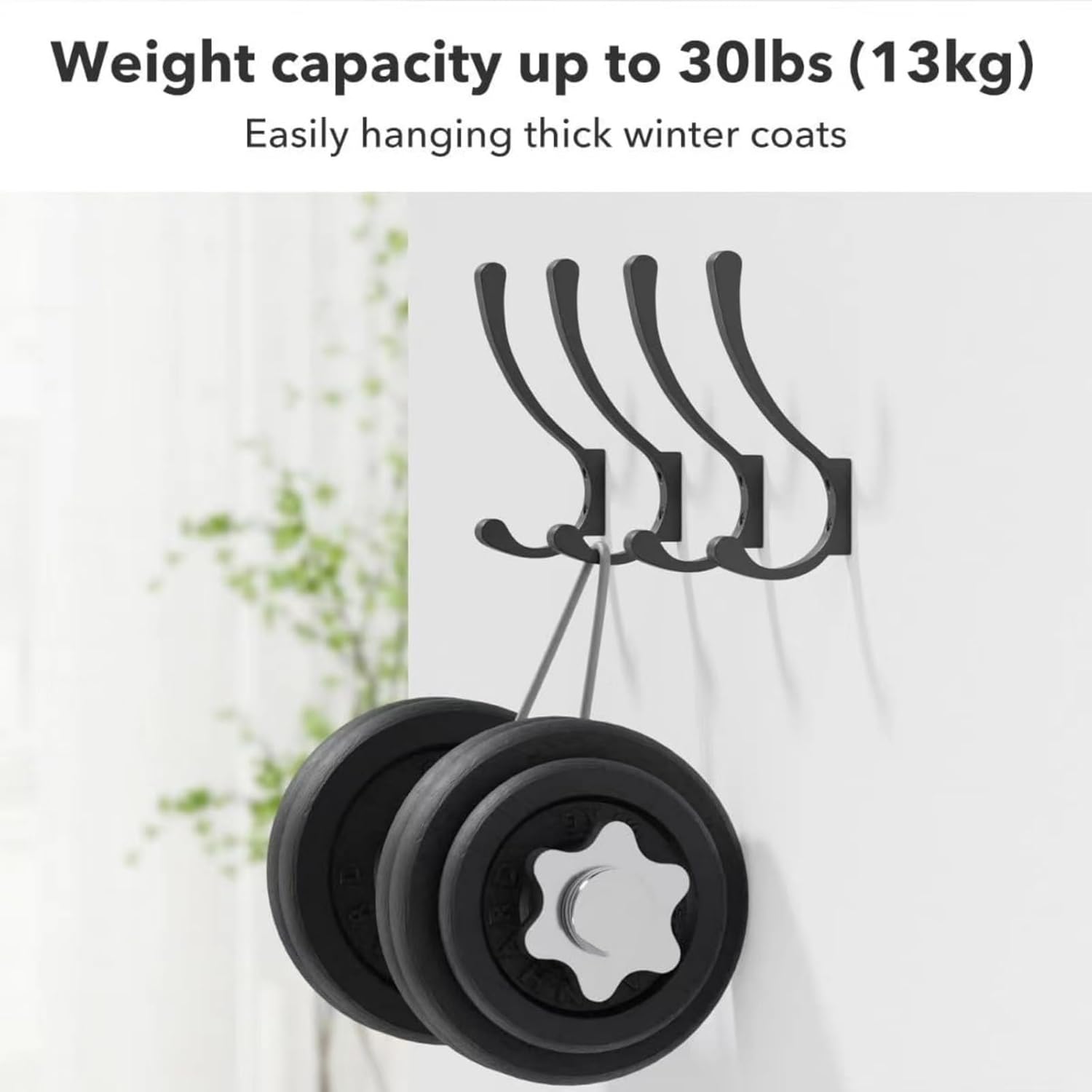 2 Pack Hanging Coat Hooks Wall Mount, Coat Hanger Wall Hangers, Metal Hooks for Hanging Heavy Duty, Screw in Hooks for Hanging Towels, Clothes, Backpack, Hat, Bag, Jacket, Key, Robe, Backpack Grey