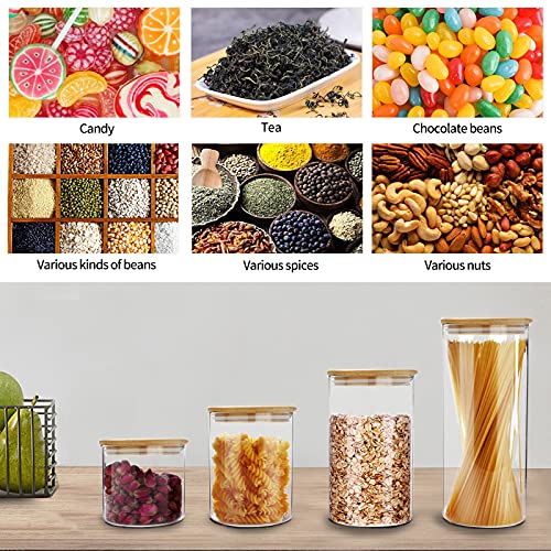 Glass Food Storage Containers Jar Seal Bamboo Lids 600ml Airtight Canister Organization Sets Stackable