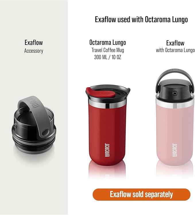 WACACO Octaroma Lungo Vacuum Insulated Coffee Mug, Double-wall Stainless Steel Travel Tumbler With Drinking Lid, 10 fl oz(300ml)， Carmine Red