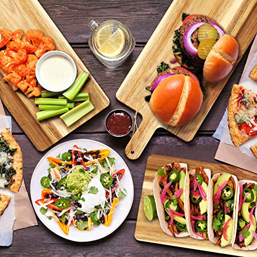 12 Packs Acacia Wood Cutting Board Set with Handles 21.5 x 8.7 Inch Large Kitchen Serving Plain Chopping Board Bulk Gifts for Mom for Vegetables Meat Pizza Cheese Fruit Bread (12 Count)