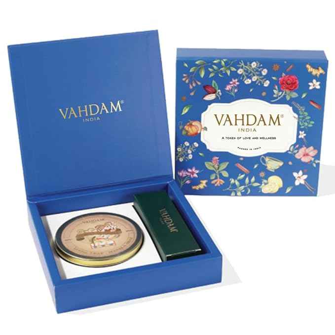 VAHDAM Masala Chai Gift Kit (1.75 ounce) | Signature Masala Chai Loose Leaf Tea in Tin Caddy with Premium Tea Spoon | Authentic Indian Chai Ritual | Elegant Gift Box