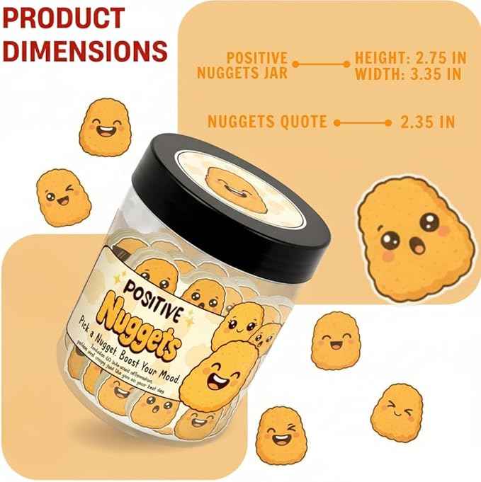 Positive Chicken Nuggets Jar with 60 Affirmation Cards, Emotional Support Chicken Gift, Chicken Nuggets Gifts, Gag Cute Funny for Women, Teens, Men