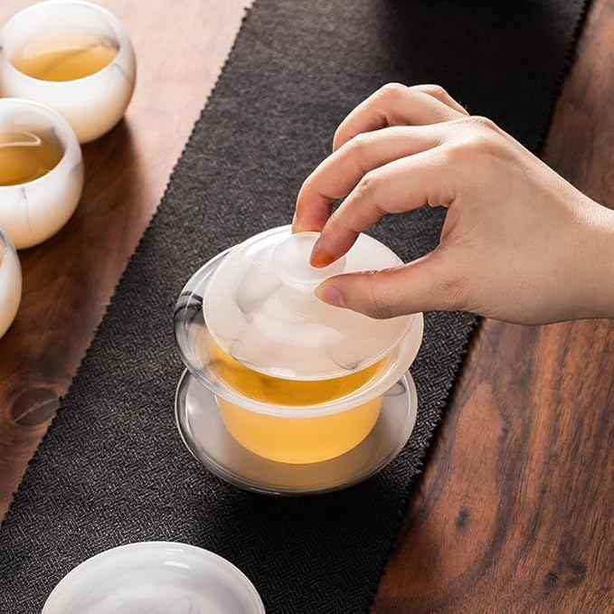 Glass Tea Gift Set, White Jade Gaiwan and Teacups-suit7