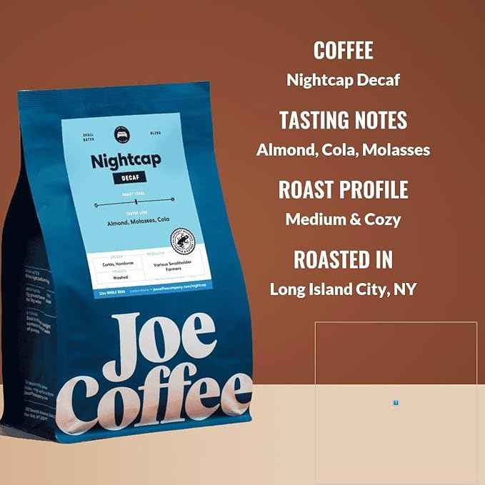Nightcap Decaf - Roasted by Joe Coffee Company - Whole Bean Coffee - 6 Ounce Bag