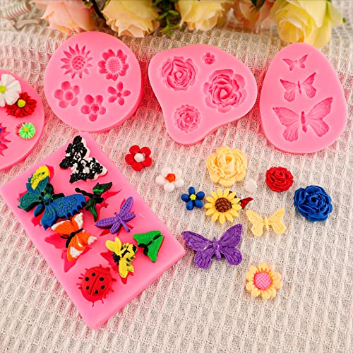 Silicone Mold Flower 8pcs Chocolate Fondant Polymer Clay Candy Gummy Mold (8 Count)