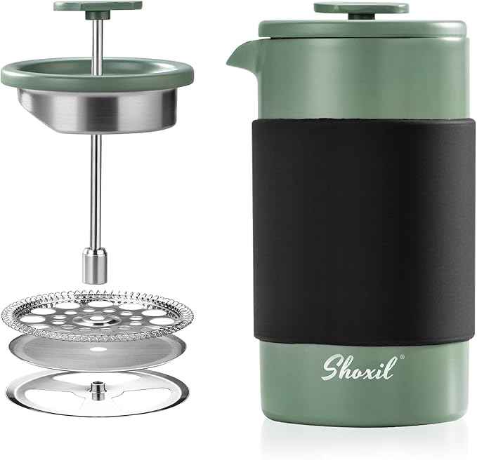 French Press – 350ml Stainless Steel Coffee Press, 2 Cup Cafetiere for Ground Coffee, Portable French Press