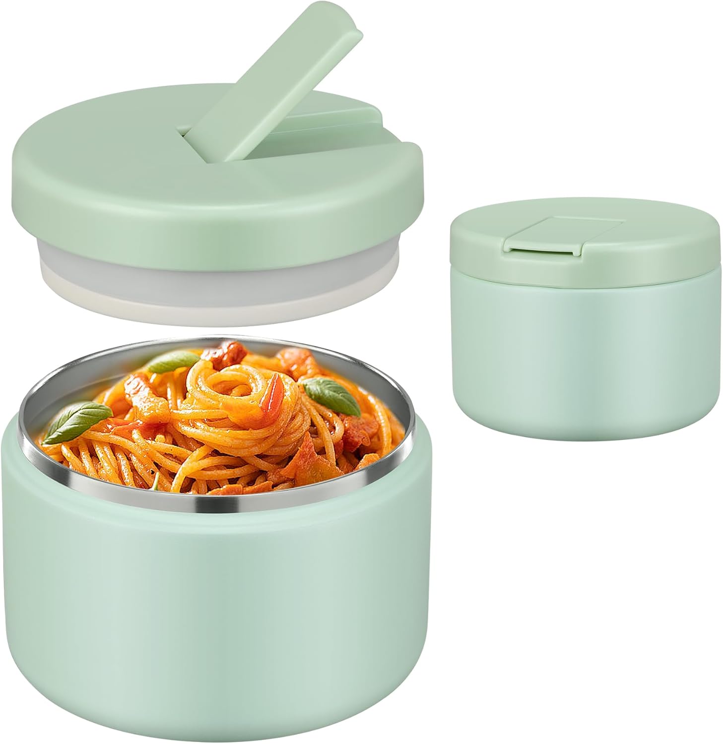 12oz Insulated Vacuum Food Jar with Buckle Lid Wide Mouth Soup Thermo for Hot Food Kids Leakproof Stainless Steel Lunch Container (Mint, 12OZ) - Blissbrew