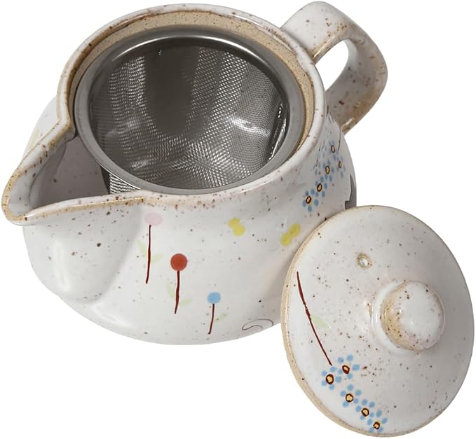10oz Cat kyusu Kutani Yaki(ware) Japanese CeramicTeapot with Removable Infuser, Stovetop Safe Tea Kettle, Blooming and Loose Leaf Tea Maker Set (Cat, White)