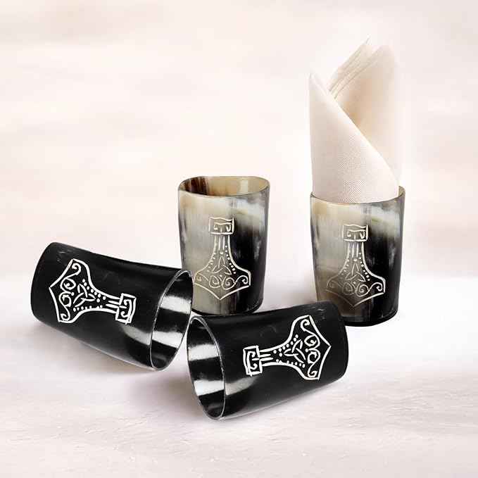 Handicrafts Home Viking Horn Shot Glasses Set of 8, Handmade Natural Ox Horn, Rustic Viking Drinkware Whiskey Shot Cups, Father’s day Gifts, Birthday Gifts for Men, Room Decor for Men