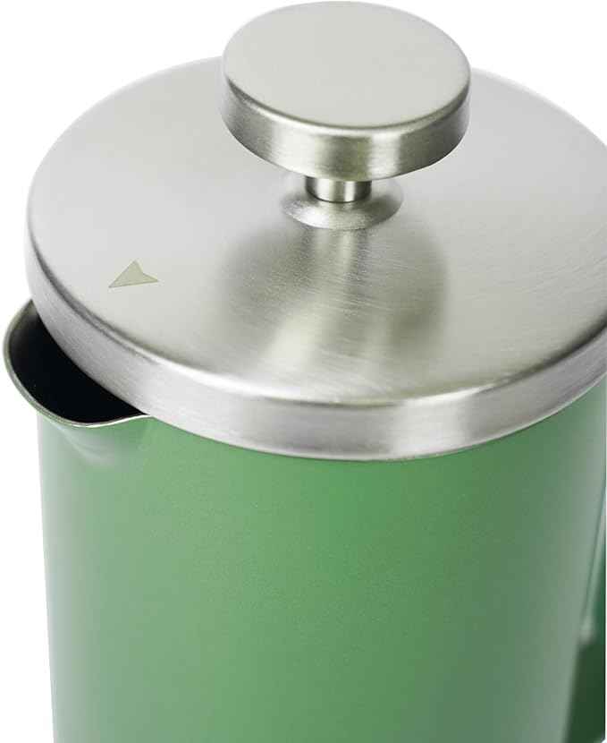 small French Press Coffee Maker 600ml, Double-Wall Insulated French Press Coffee Press Stainless Steel for travel camping, Silicone handle (2-4cup, 20 OZ) silver