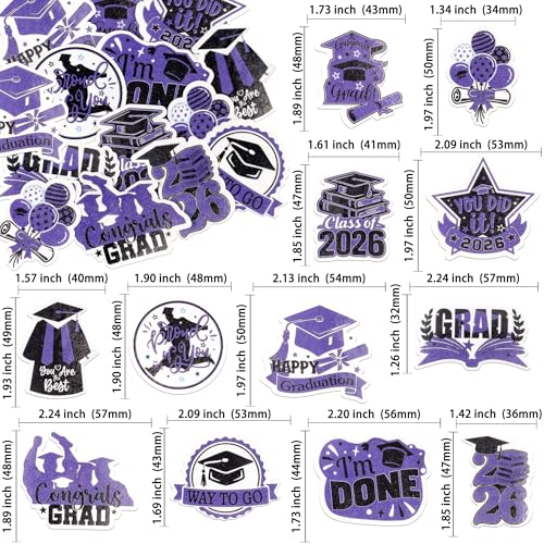 48Pcs Edible Graduation Cap 2026 Cupcake Toppers Wafer Paper Grad Cap Diploma Cake Decoration Picks for 2026 Grad Theme Party Cake Decor Supplies Purple White (48 Count)