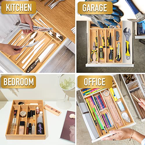 Silverware Organizer Kitchen Drawer Organizer Utensil Organizer Bamboo Silverware Holder Cutlery Organizer in Drawer Flatware Organizer Tray