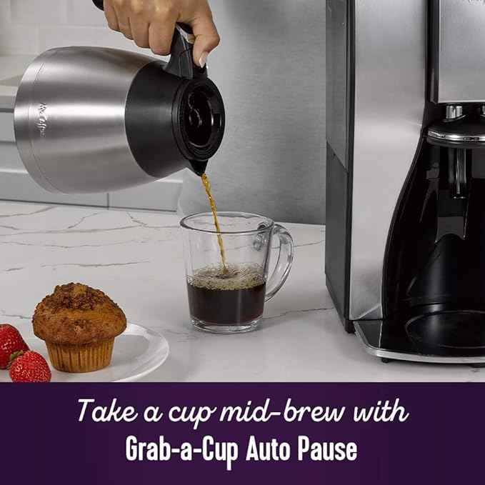 Mr. Coffee 10-Cup Programmable Coffee Maker, Insulated Thermal Carafe, Brew Strength Selection, Brew Now or Later, Stainless Steel