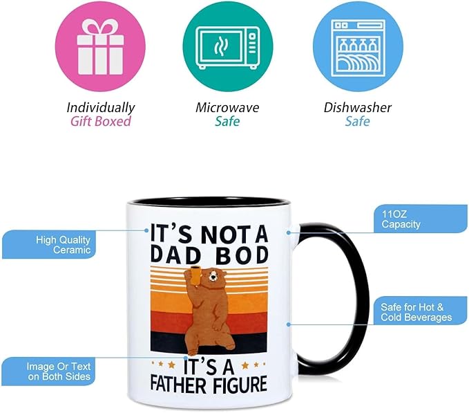Luka Tech Father Day Gifts,'It's Not a Dad BOD,It's a Father Figure'Fathers Day Mug/Dad Mug.Gifts for Men/Him,Father's Day Gifts from Daughter/Son.Birthday