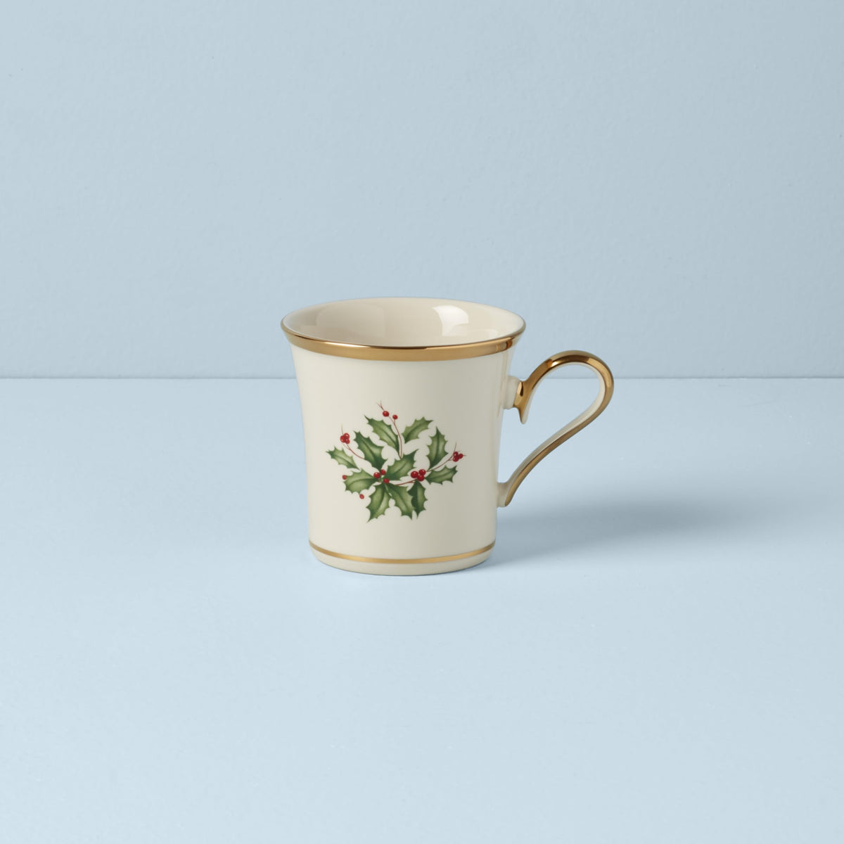 Red and green 10 oz Christmas mug with gold trim