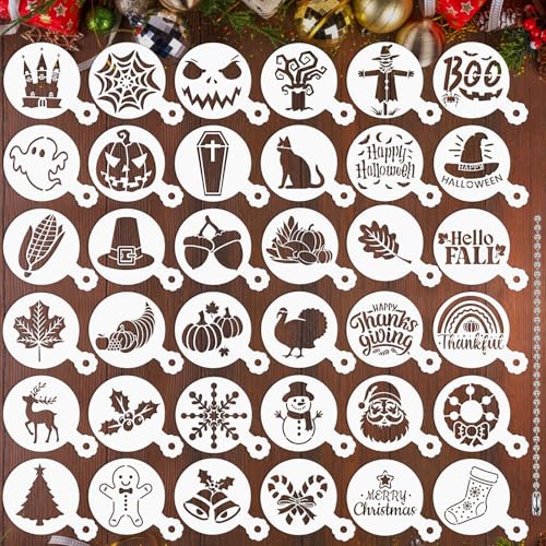 36 Pcs Holiday Cookie Cake Stencils Baking Templates (36 Count)