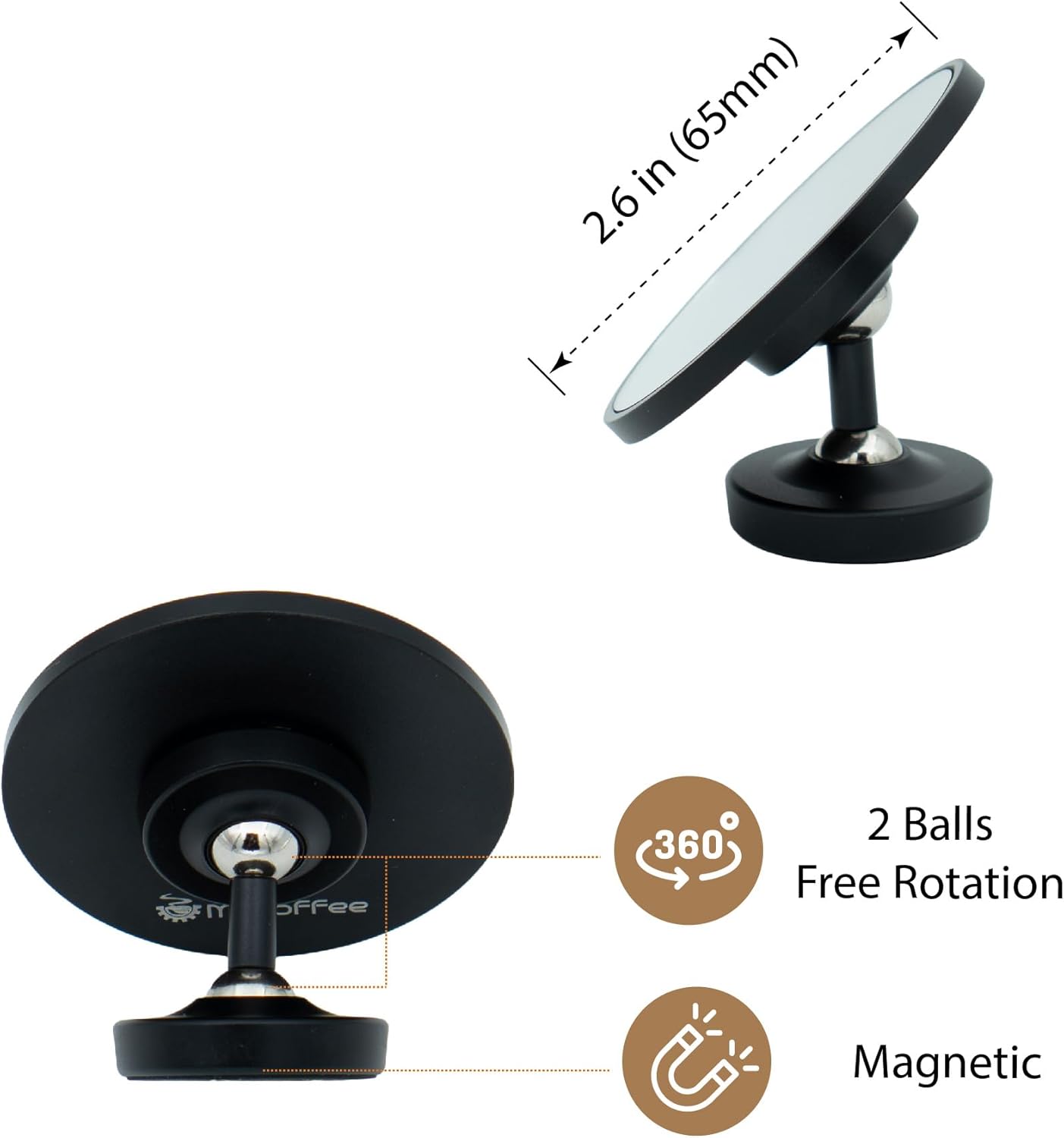 MiiCoffee Espresso Shot Mirror for Bottomless Portafilter (Black)