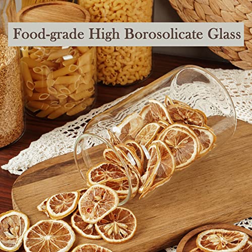 Glass Storage Container Airtight Food Jars Kitchen Canister with Wood Lids (2 Count)