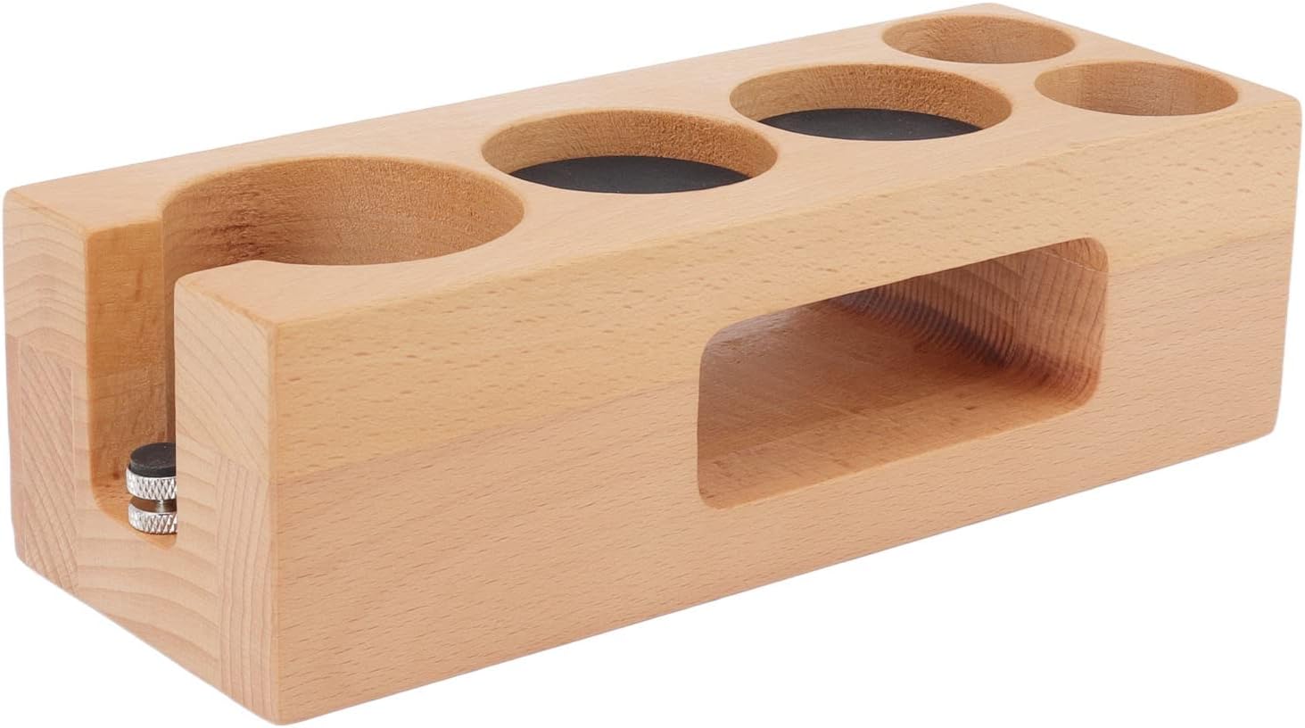 Tamping Station, Tamper Station, Wooden Coffee Portafilter Holder, 5 Hole, With Mat, for Cafes, Home, Kitchens