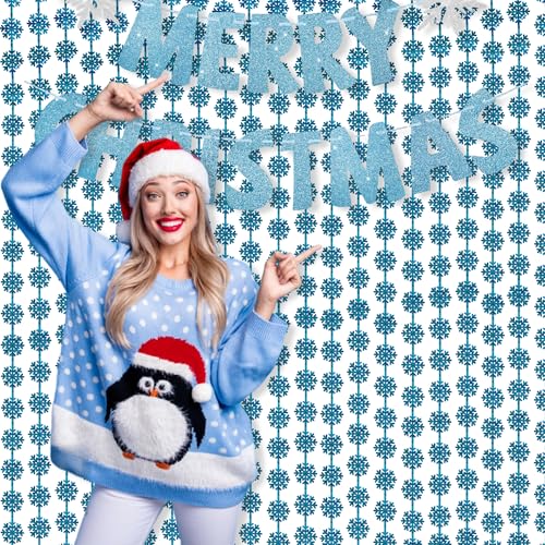 Blue Hanging Foil Fringe Snow Flakes Party Snowflake Backdrop (2 Count)