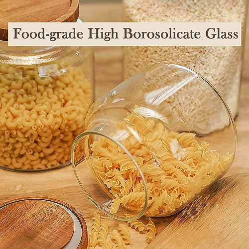 Glass Storage Container Airtight Food Jars Kitchen Canister with Wood Lids