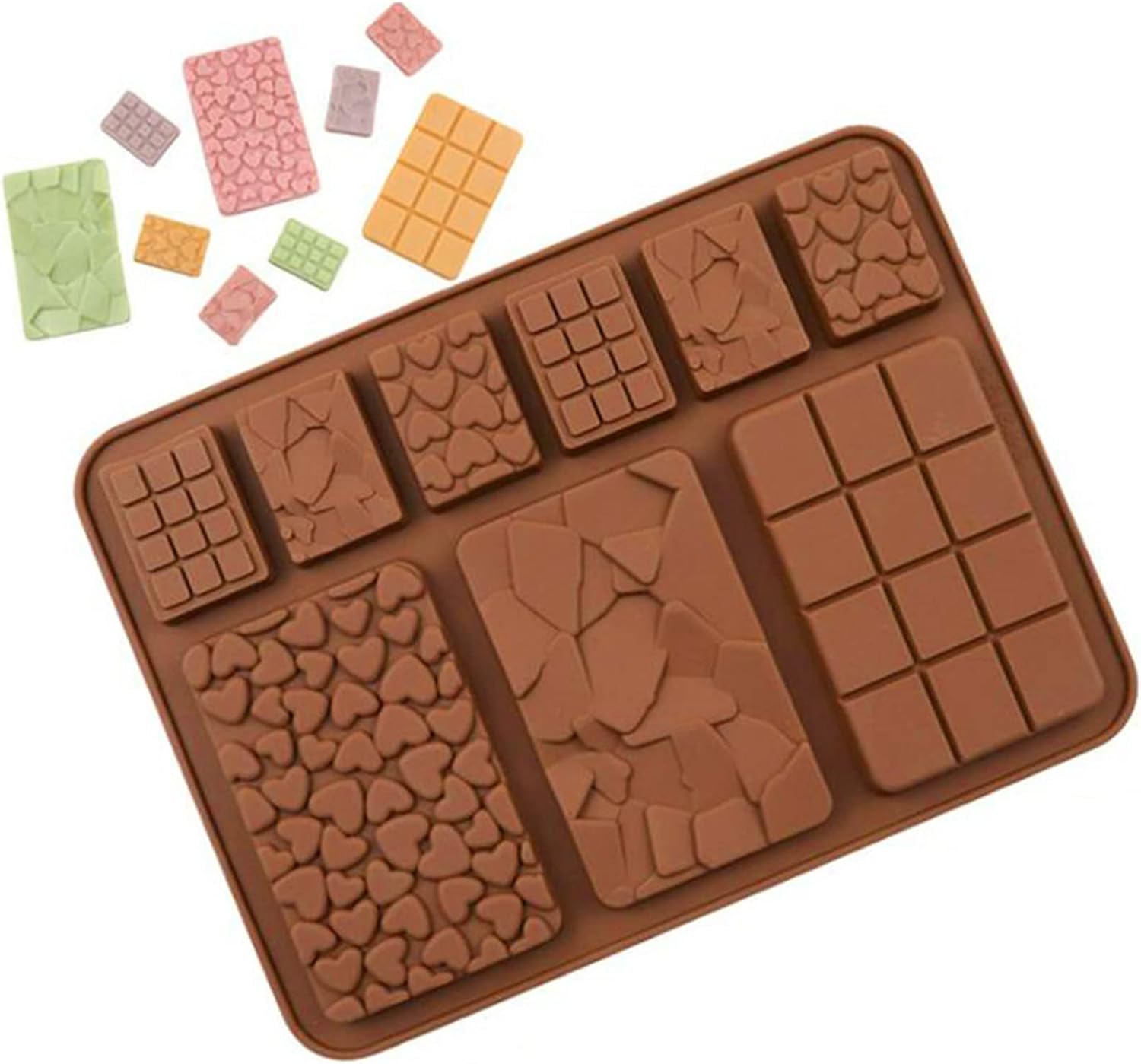 C-CO Food Grade Break-Apart Chocolate Molds, Set of 4 Packs Non-Stick Silicone Protein and Energy Bar Molds