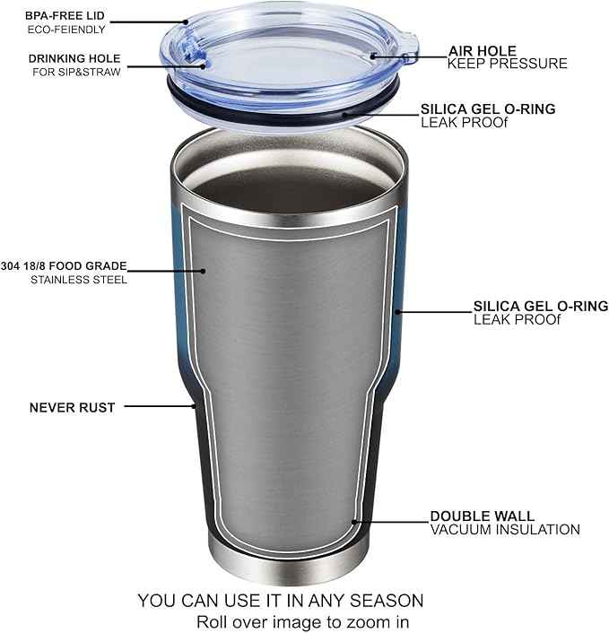 MEWAY 30oz Insulated Tumbler With Lids and Straws,Stainless Steel Double Vacuum Coffee Tumbler Cup, Brush, Durable Powder Coated Coffee Cup for Cold & Hot Drinks(Blue Black, 8 PACK)