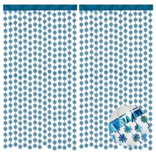 Blue Hanging Foil Fringe Snow Flakes Party Snowflake Backdrop (2 Count)