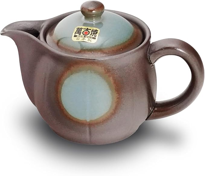Japanese Banko Ware Teapot with Removable Stainless Steel Strainer - Versatile Pot for Tea, Coffee, and More - Lightweight, Heat-Resistant with Superior Heat Retention (Blue)