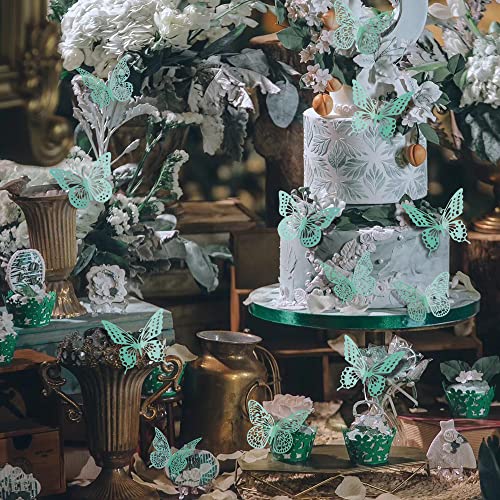 3D Butterfly Wall Decor 48 Pcs Pale Turquoise Butterfly Decoration (48 Count)