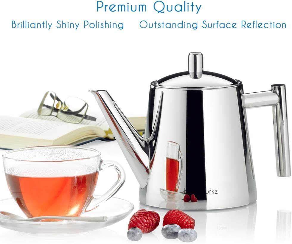 Stainless Steel Teapot With Removeable Infuser 50 oz Stovetop Tea Maker for Fruit Herbal and Infusion
