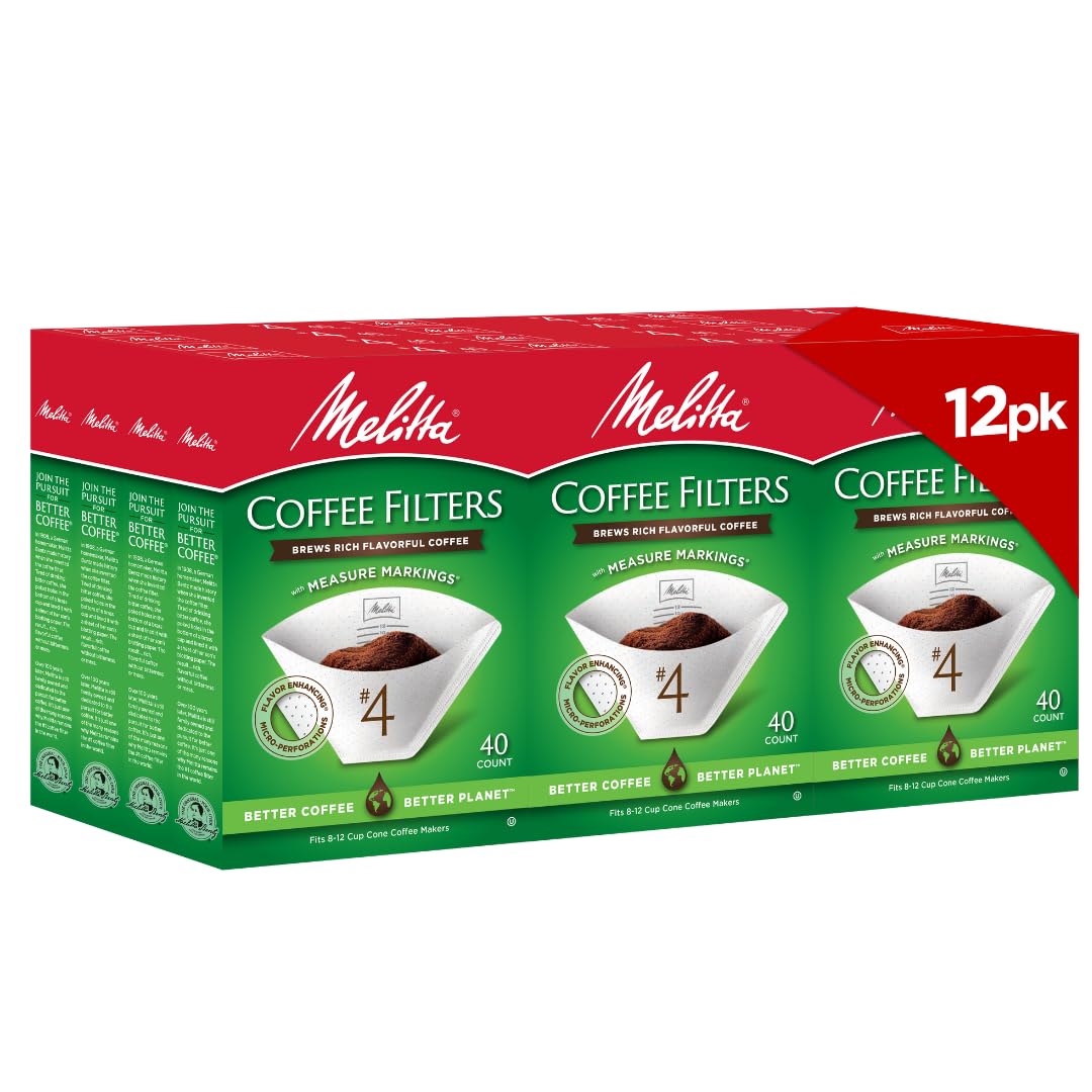White No. 4 paper cone coffee filters, 12-pack