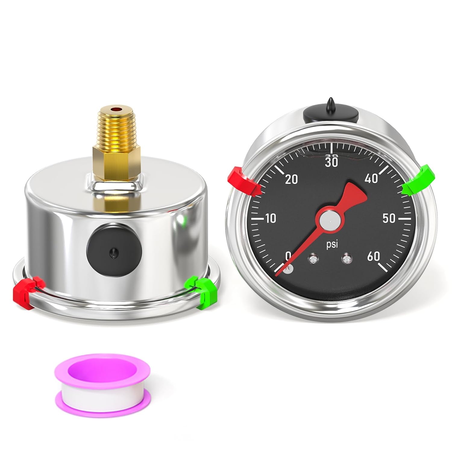 0-60PSI Stainless Steel Glycerin Filled Pressure Gauge 1.5