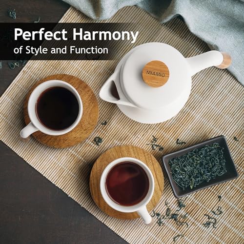 34 Oz Ceramic Tea Pot Set with Infuser and Cups