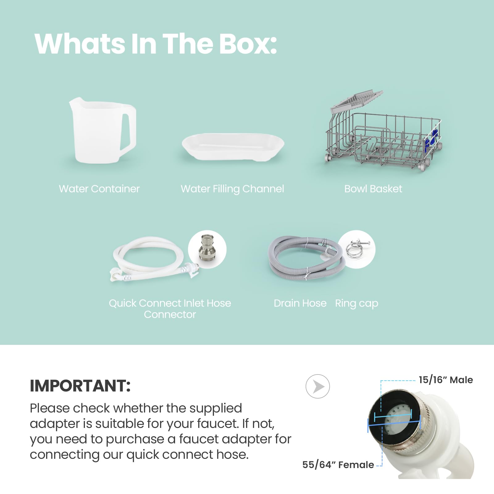 Portable Mini Dishwasher Countertop with 1.32Gal Built